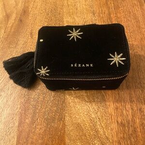 Sezane Velvet Square Jewelry Box in Black with Stars